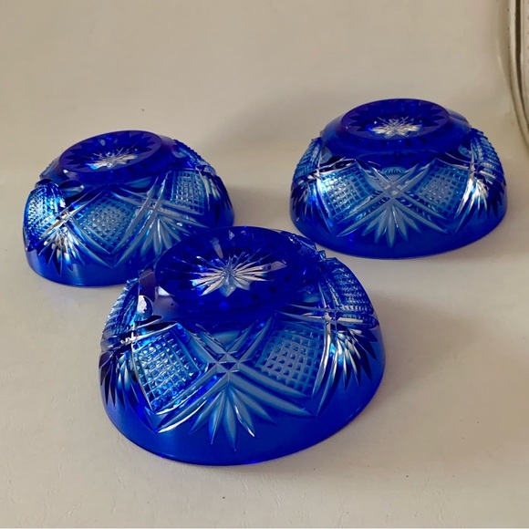 Vintage D’Arques Genuine Lead Crystal Cobalt Blue Bows - Picture 12 of 15
